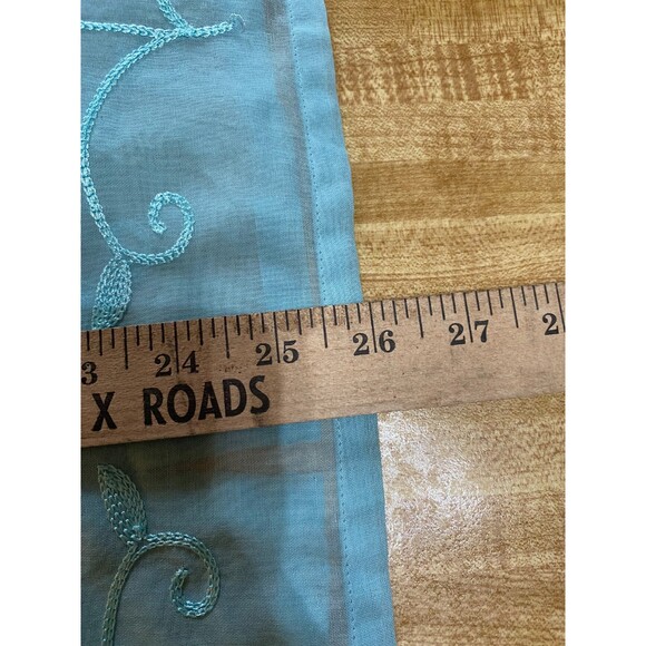 Green Sheer Embroidered Button Down Blouse Large - Picture 7 of 7